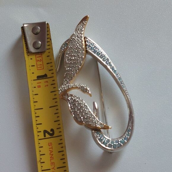 Vintage 1999 Swarovski Flying Bird Freedom Brooch Pin Crystal Paved Two Tones - Picture 8 of 9
